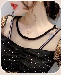 Vasaras korejiešu Stilā, T-Kreklu Sexy Raibs Acs Mirdzoši Dimanti ir Sieviešu Topi ar Īsām Piedurknēm Visu Maču Zemāko Krekls, t-veida, T14301A