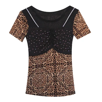 Vasaras korejiešu Stilā, T-Kreklu Sexy Raibs Acs Mirdzoši Dimanti ir Sieviešu Topi ar Īsām Piedurknēm Visu Maču Zemāko Krekls, t-veida, T14301A
