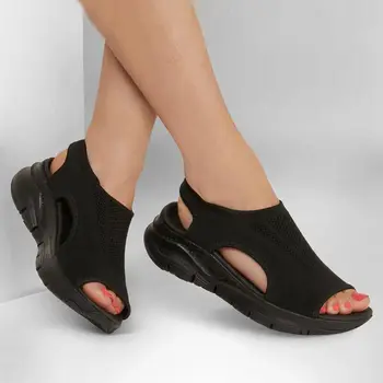 Vasaras kurpes sieviešu sandales ir 2021. modes zivju mute, acs gadījuma čības sieviešu sandales soft cietie apavi dāmas plus lieluma
