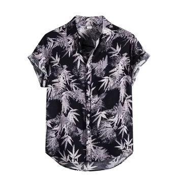 Vasaras Modes Vīrieši Havaju Krekls, Etniskā Print Pogas Kokvilnas Veļa Ar Īsām Piedurknēm Beach Blūze Topi Streetwear Brīvdienas Camisa