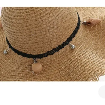 Vasaras Platām Malām, Saules Cepure Sieviešu Salmu Cepuri Klp Āra Brīvdienu Lady Beach Gadījuma Ziedu Cepure