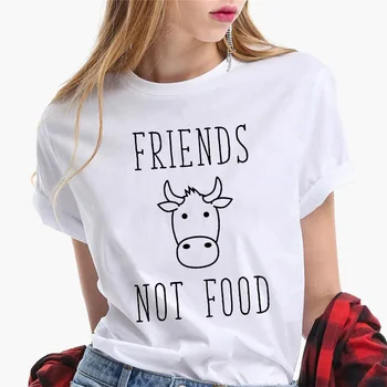 Vasaras T-krekls ir 2021. Harajuku Tee Dzīvnieku Govs grafiskais t sievietēm, O-veida kakla Balts Tops Gadījuma T-krekli ar Īsām Piedurknēm sieviete tshirts