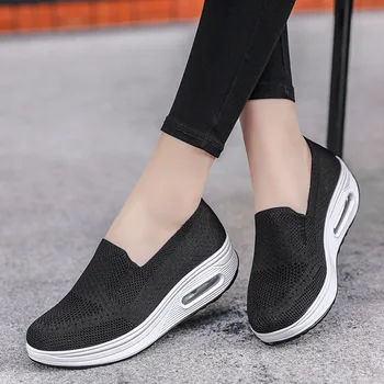 Vasaras čības sieviete ir 2021. vienkrāsainu gaisa spilvenu ērti apavi, sieviešu apavi ar neslīdošu biezs papēdis ikdienas apavi