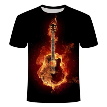 Vasarā Karstā Pārdošanas Vīriešu 3D Drukāšanas Amerikāņu Orķestra Grupa T-krekls Tendence Liela Tshirts Mūzikas Ģitāra Stiept Elpojošs T-krekli