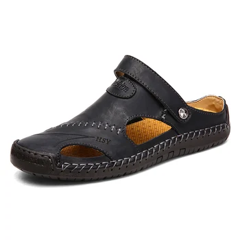 Vasarā liela izmēra vīriešu sandales ar ādas mīksta elpojošs kurpes dizainers beach Romas zīmola sandales sandales čības 38-48