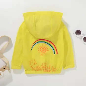 Vasarā UV necaurlaidīgs Zēnu un Meiteņu Jaka Plānas Kvalitātes Varavīksnes Bērni Mētelis Kapuci Active Apģērbs Bērnu Apģērbs