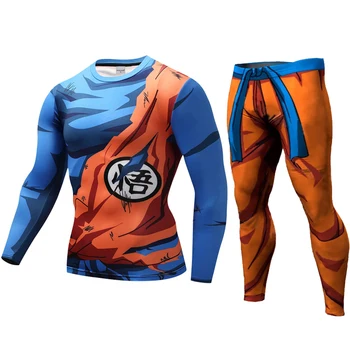 Vege 3D Iespiests Raksts Tērpi Kompresijas krekls Vīriešu Sviedri bikses Skinny Legging zeķbikses, garās Bikses Vīriešu Goku, Kostīmu Ilgi, t-krekli