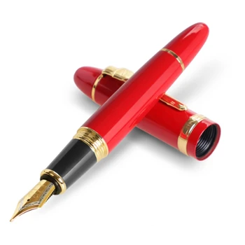 Veicināšanas Jinhao 159 Vispārējā Sarkanās Tintes Pildspalvu Vidējā Nib Zelta Klipu