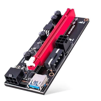 Ver 009S USB 3.0 PCI-e Stāvvadu PCIe PCI Express 1X, lai 16X Extender Adaptera Karti 15Pin SATA 6 Pin Power Cable