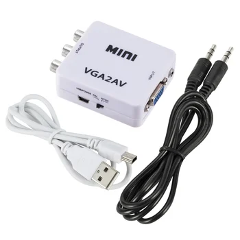 VGA, lai AV Mini Pārveidotāja Adapteris ar 3,5 mm Audio 1080P VGA ar HD AV Converter Conversor PC uz TV HD Datoru ar TV