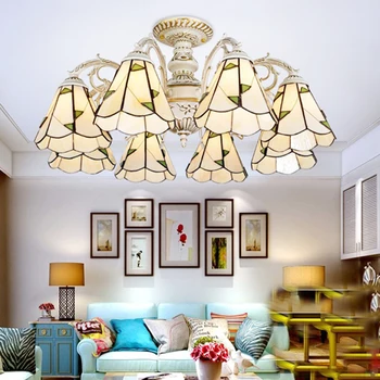 Vidusjūras stila lustra dzīvojamā istabā, ēdamistaba ar gaismas avotu lustra studiju blue radošo pastorālo stila lampas WF