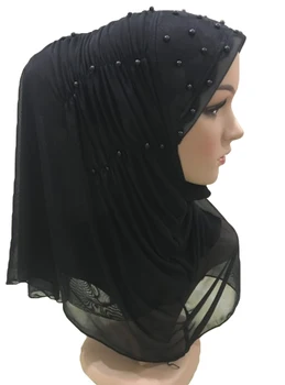 Viens Gabals Amira Hijab Musulmaņu Sieviešu Krelles Divi Slānis Acs Šalle Šalle Vadītājs Wrap Islāma Lūgšanas Turban Gaiļa Ready-To-Wear