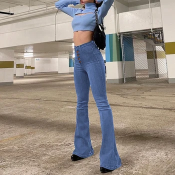 Vienu Pogu Y2K Sieviešu Modes Uzliesmojums Džinsi Meitenēm 2021Vintage Džinsa Biksēm Augstās Jostasvietas Bikšu Harajuku Capri Streetwear