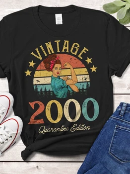 Vintage 2000 Karantīnas Edition T-Krekls Rosie Sieviešu 21 gadu vecs 21. Dzimšanas dienas Dāvanu Ideju Meitenes Mamma, Sieva, Meita Smieklīgi Tshirt
