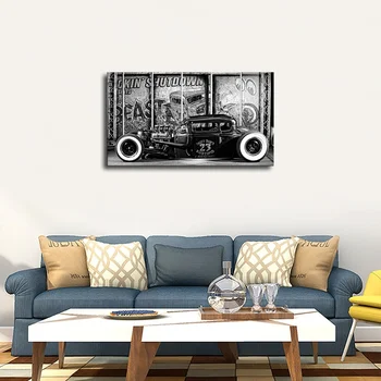 Vintage Black Auto Sienas Mākslas Audekls Gleznošanai Vintage Automašīnu Plakāti un Izdrukas Dekoratīvu Attēlu Mūsdienu Mājas Apdare