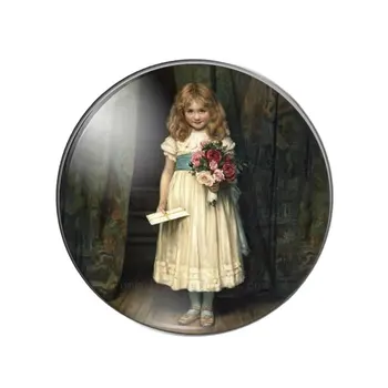 Vintage Bērnu Meiteņu Retro Eļļas Gleznas 10mm/12mm/18mm/20mm/25mm/30mm Kārtā foto stikla cabochon demo dzīvoklis atpakaļ Pieņemšanas secinājumi