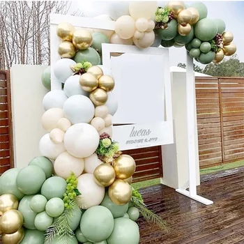 Vintage Green Baltā Zelta Lateksa Balonu Vainags Arku Komplekts priekš Bērniem, Džungļi, Dzimšanas dienas svinības Baby Dušas Kāzu dekori