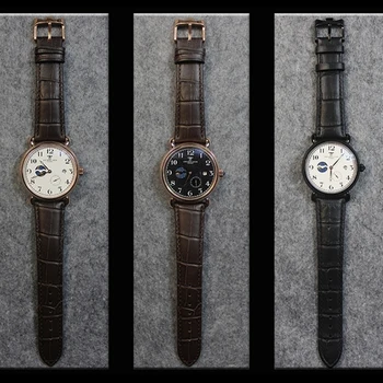 Vintage Pulksteņi Vīriešu Automātisko, Mehāniskās rokas pulksteņi Luksusa 43mm Biznesa Kalendārs, Mēness Fāzes ūdensizturīgs Skatīties Vīrieši Jaunu 2021