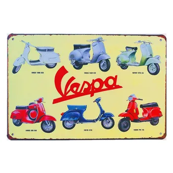 Vintage Vespa Motorollera Motors, Metāla, Skārda Zīme Sienas Art Print Plakāts Krogs, Bārs, Veikals, Garāža Mājas Sienu Apdare