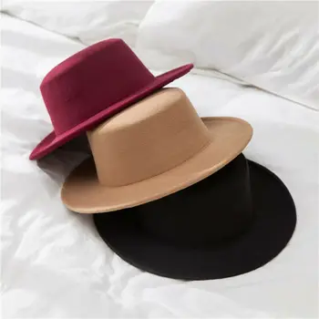 Vintage Vīriešiem, Sievietēm Grūti Filca Cepuru Unisex Vilnas Cepure Vintage Platām Malām Fedora Trilby Panamas Cepuri Gangsteris Klp