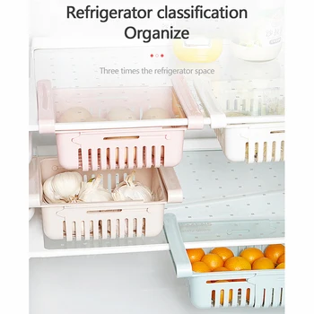 Virtuves Piederumu Uzglabāšanai Traukā Ledusskapī Organizators Regulējamas Plastmasas Ledusskapis Grozu Izvelciet Atvilktni Elastīgu Starpliku