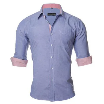 VISADA JAUNA 2019 Vīriešu Ikdienas tīrtoņa Krāsu Business Slim Fit Krekls garām Piedurknēm Vīriešu vienkrāsainu Liels Izmērs 2XL N5043