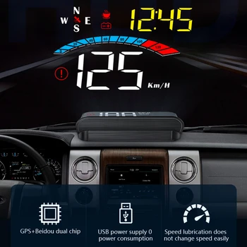 VODOOL M16 Auto Head Up Displejs GPS Platuma Digitālā Spidometra Vējstikla Ātruma Projektors Kompass ātruma pārsniegšanu Signāls Visām Automašīnām