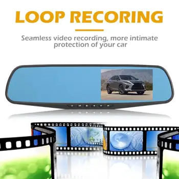 VODOOL Q103B Atpakaļskata Spoguļi Automašīnas DVR Kamera 4.3 collu IPS Ekrāns 1080P Dual Objektīvs Dashcam Video Reģistratoru, Spoguļi Videokamera Dash Cam