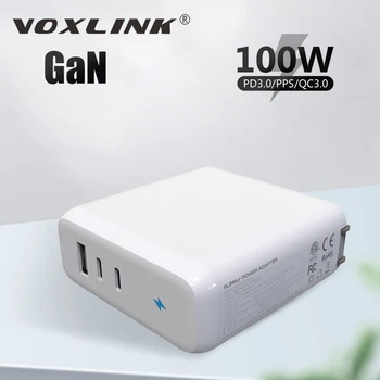 VOXLINK GaN 100W 2 USB C Lādētājs QC PD3.0 Ar MUMS Spraudņa Tipam C Ātrās Uzlādes Par iPhone11 12Pro Max Xiaomi Macbook un Samsung
