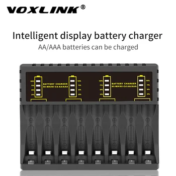 VOXLINK LED Indikators Akumulatora Lādētājs 8-Slots Ni-MH/Ni-Cd AAA/AA Uzlādējamas Baterijas Īssavienojuma Aizsardzība Smart Lādētāji