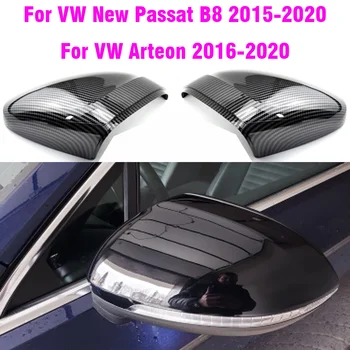 VW Passat B8 Caps 2016 2017 2018 2019 2020 melnām Sānu Spoguļu Pārsegi (Glancēts Pearl Black) Par Oglekļa Šķiedras Krāsu