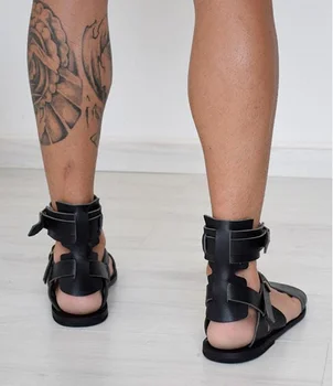 Vīrieši Pu Ādas Slip-on Gadījuma Gladiatoru Kurpes Vīriešu Modes Britu Stils, Elpojošs Sandales Zapatos De Hombre 8KH135