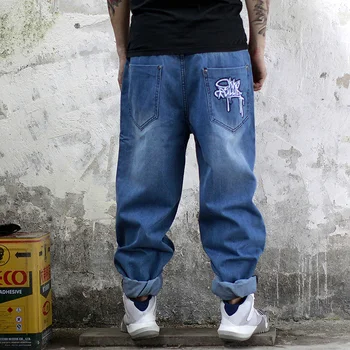 Vīriešu Hip-Hop Jeans Denim Ecko Atviegloti Baggy Zaudēt Streetwear Bikses Bikses Plus Biker Oversize Izmēra 30-46 Jaunas Ielidošanas 2021
