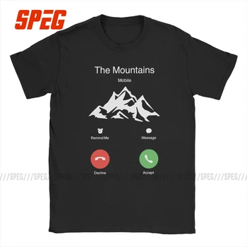 Vīriešu Kalni Ir Zvanot T Krekls saskarne Tīra Kokvilna Tālruņa Ekrāna Apģērbu Jaunums Apaļā Apkakle Tees Iespiests T-Krekli