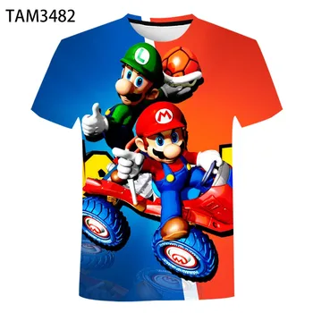 Vīriešu Klasiskās Multiplikācijas filmu Mario 3D T-Krekls Jaunu Harajuku Stils Spēle, Animācija, Bērnu Apģērbs Zēniem, Meitenēm Iela Atdzist no Augšas