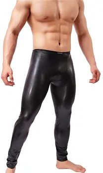Vīriešu mākslīgās ādas stulpiņi PVC bikses