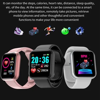 Vīriešu Smart Skatīties Fitnesa Tracker Sporta Smartwatch Y68 Sirds ritma Monitors Bluetooth Modes Sieviešu rokas Pulkstenis IOS Android