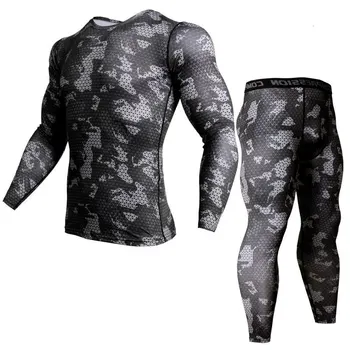 Vīriešu sporta izsitumi aizsargs MMA Vīriešu maskēšanās tērps kompresijas sporta zeķes t-krekls skriešanas apmācība, vīriešu apģērbs