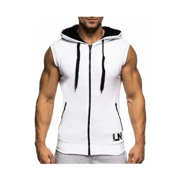 Vīriešu sporta Krekls bez Piedurknēm Hoodies Jauns Apģērbu Kapuci Tvertnes Augšpusē Sporta Kapuci, lai Mens Joggers Sporta veste