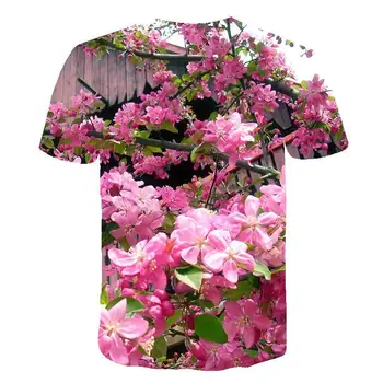 Vīriešu Streetwear Jauno Vasaras 3D Rozā Tulpju Ziedu T-krekls Gadījuma 3D Druka, T-krekls Augu Puķu S-6XL