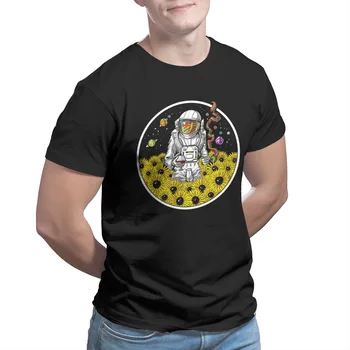 Vīriešu T-krekli Psychedelic Saulespuķes Astronauts Smieklīgi Punk Kawaii Lielgabarīta Piedurknēm Streetwear Tees 33348