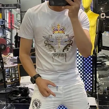 Vīriešu T-krekls 2020. gada vasaras jaunas personības tendence slim spāre drukāšanas modes īsām piedurknēm vīriešiem