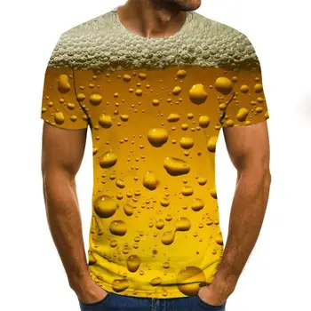Vīriešu un sieviešu 3D alus iespiests T-krekls, jautri īsām piedurknēm T-krekls, vīriešu un sieviešu ikdienas T-krekls, vasaras 2021