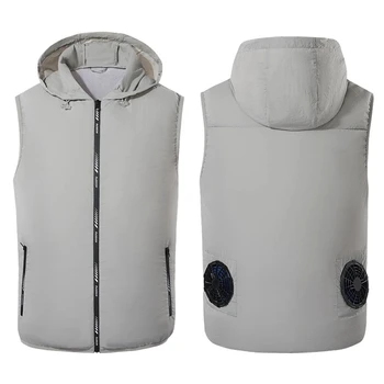 Vīriešu Vasaras Gaisa Kondicionēšanas Apģērbu Ventilators Dzesēšanas Veste USB Uzlādes Dzesēšanas sporta cilvēks, vestes Āra Dzesēšanas vasaras kapuci veste