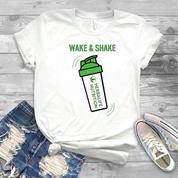 Wake & Shake Herbalife Uztura Krekls Smieklīgi Herbalife T-krekls Sievietēm Ikdienas Topi Treniņu Plus Lieluma Tees Harajuku Krekls