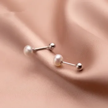 WANTME Modes korejas Dabas Pērle Spirāli Pērļu auskariem Sievietēm Patiesu 925 Sterling Sudraba Šiks Dzimšanas dienu Rotaslietas Dāvanu