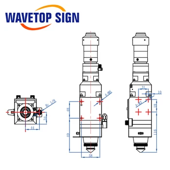 WaveTopSign WSX KC13 0-2kw Šķiedras Lāzera Griešanas Galva Rokasgrāmata Griešanas Galva 2000W Metāla Griešana