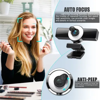 Webcam 8K ar 4K, 2K 1080P HD automātiskā fokusēšana Ar Skaistumu Gaismas Web Kameru, PC, Klēpjdators, Datora Mikrofons Gredzenu Gaismas Statīvs Web Cam