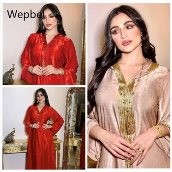WEPBEL Tuvo Austrumu Musulmaņu Sieviešu Kleita Dubaija Šampanieti Kapuci Abaya Mežģīnes Zamšādas Noble Drēbes Musulmaņu Sieviešu Drēbes Abaya Kleita