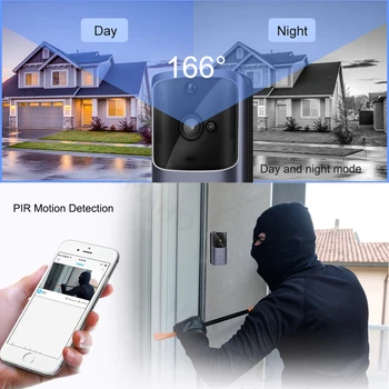 WIFI Durvju Smart Home Mobilo Tālruni, Durvju Zvanu Kamera Drošības Video Domofons 720P HD IS Nakts Redzamības Dzīvokļiem